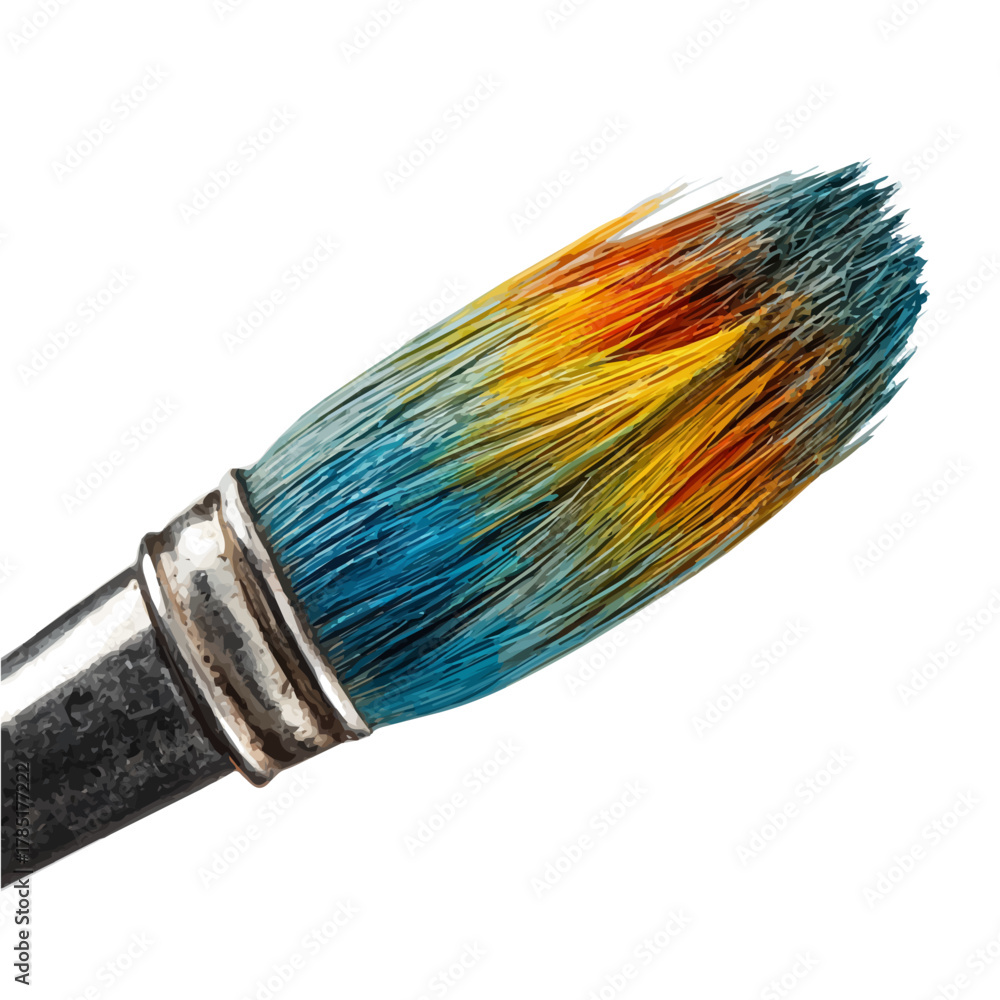 Fototapeta premium Watercolor vector illustration of Paintbrush, isolated on white background.