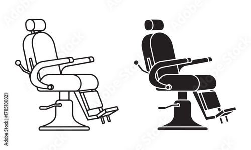 Vintage Barbershop Chair Icons. Grooming tools Vector