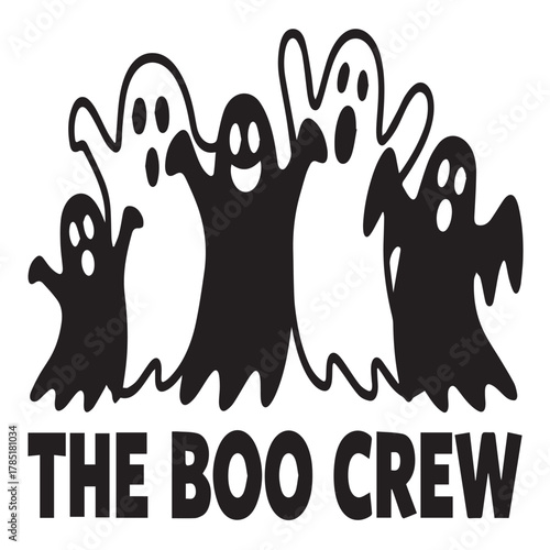 The boo crew with cute ghosts isolated on white background