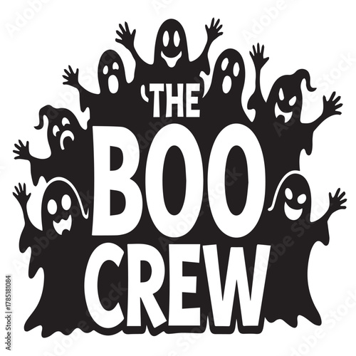 The boo crew with spooky ghosts isolated on white background