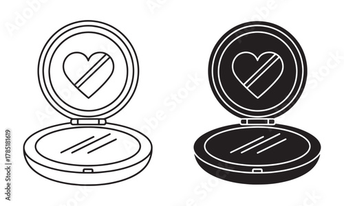 Beauty Compact Mirror Icons with a heart reflection Vector