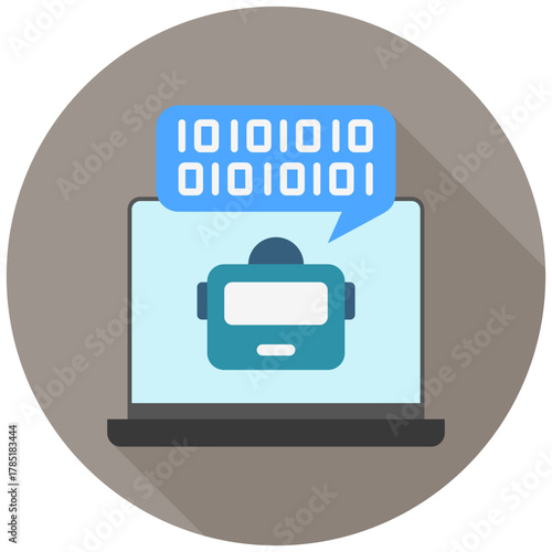 Coding Process Icon, Rounded Mini Illustration Relate To Industry 4-0. Use For Modern Concept, Ui, Ux Web And App Development.