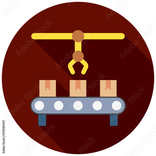 Automation Icon, Rounded Mini Illustration Relate To Industry 4-0. Use For Modern Concept, Ui, Ux Web And App Development.