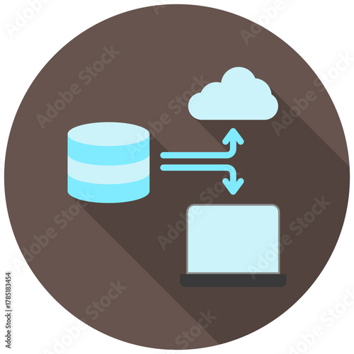Cloud Computing Icon, Rounded Mini Illustration Relate To Industry 4-0. Use For Modern Concept, Ui, Ux Web And App Development.