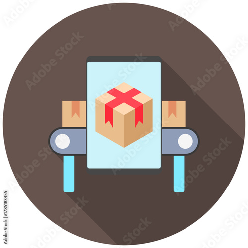 Augmented Reality Icon, Rounded Mini Illustration Relate To Industry 4-0. Use For Modern Concept, Ui, Ux Web And App Development.