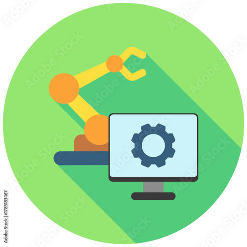 Control Center Icon, Rounded Mini Illustration Relate To Industry 4-0. Use For Modern Concept, Ui, Ux Web And App Development.