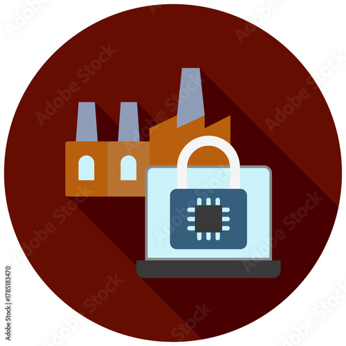 Protection Icon, Rounded Mini Illustration Relate To Industry 4-0. Use For Modern Concept, Ui, Ux Web And App Development.