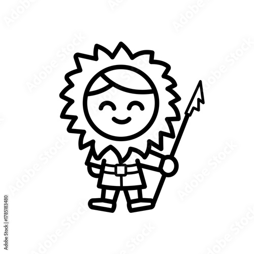 Inuit person holding spear vector illustration