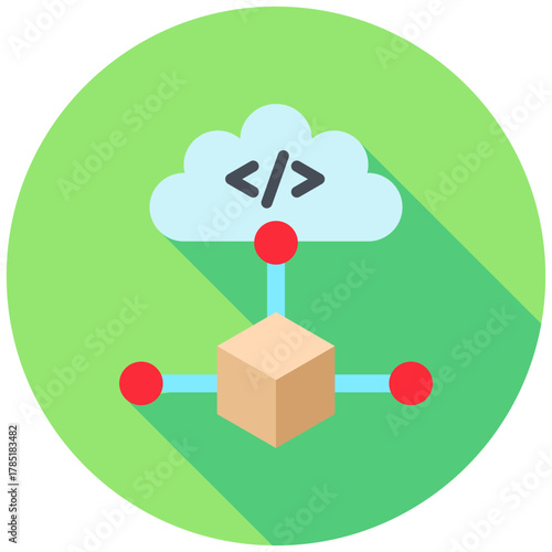 Data Cloud Icon, Rounded Mini Illustration Relate To Industry 4-0. Use For Modern Concept, Ui, Ux Web And App Development.