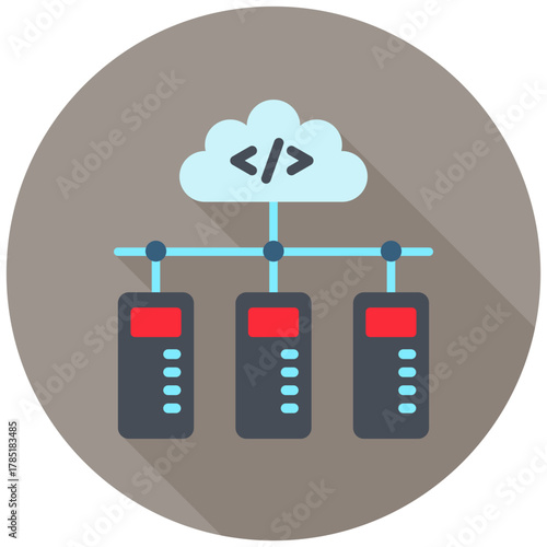 Data Hub Icon, Rounded Mini Illustration Relate To Industry 4-0. Use For Modern Concept, Ui, Ux Web And App Development.