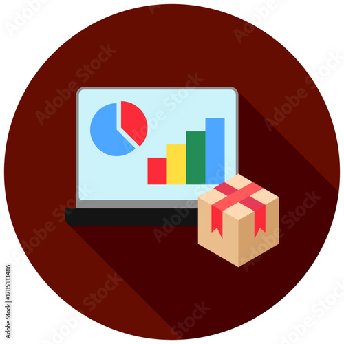 Data Visualization Icon, Rounded Mini Illustration Relate To Industry 4-0. Use For Modern Concept, Ui, Ux Web And App Development.