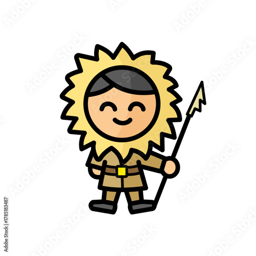 Inuit person holding spear vector illustration