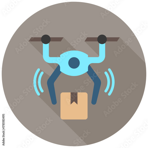 Delivery Icon, Rounded Mini Illustration Relate To Industry 4-0. Use For Modern Concept, Ui, Ux Web And App Development.