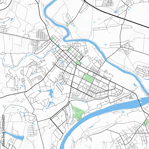 Photography Map of the city of Kolomna, Moscow Oblast, Russia.
