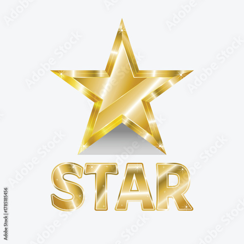 Star icon vector 3d shape, party star icon, luxurious star icon and text