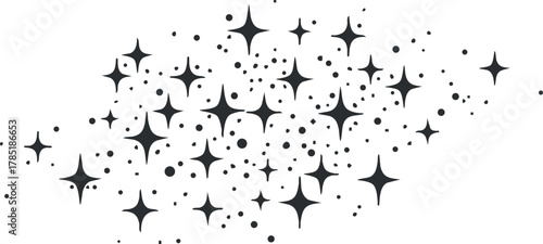 Vector illustration of scattered stars and sparkles, perfect for decorative backgrounds and festive designs