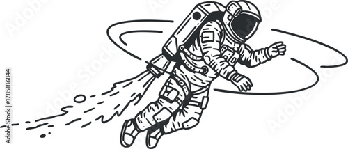 Hand-drawn style vector illustration of an astronaut floating in space, perfect for educational and adventurous design projects