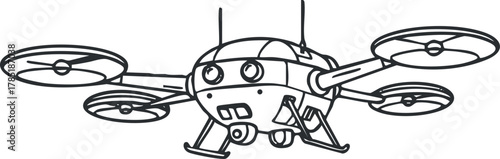 Outline vector illustration of a modern drone design, suitable for technology and innovation projects in branding and design.