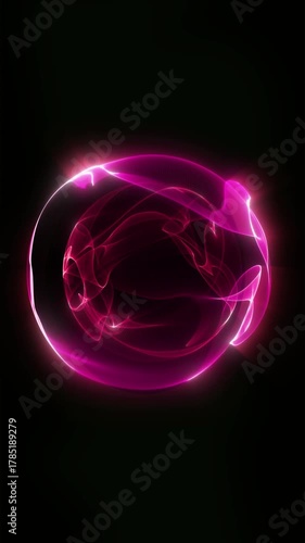 A bright, glowing sphere, consisting of particles and energetic dynamic waves, moves smoothly through space.
