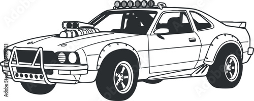 Outline vector illustration of a classic sports car featuring a detailed design suitable for automotive branding and graphic projects