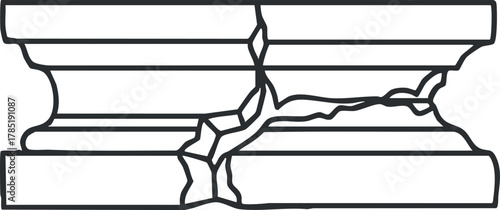 Outline vector illustration of a broken column, symbolizing architectural decay, ideal for design and historical contexts