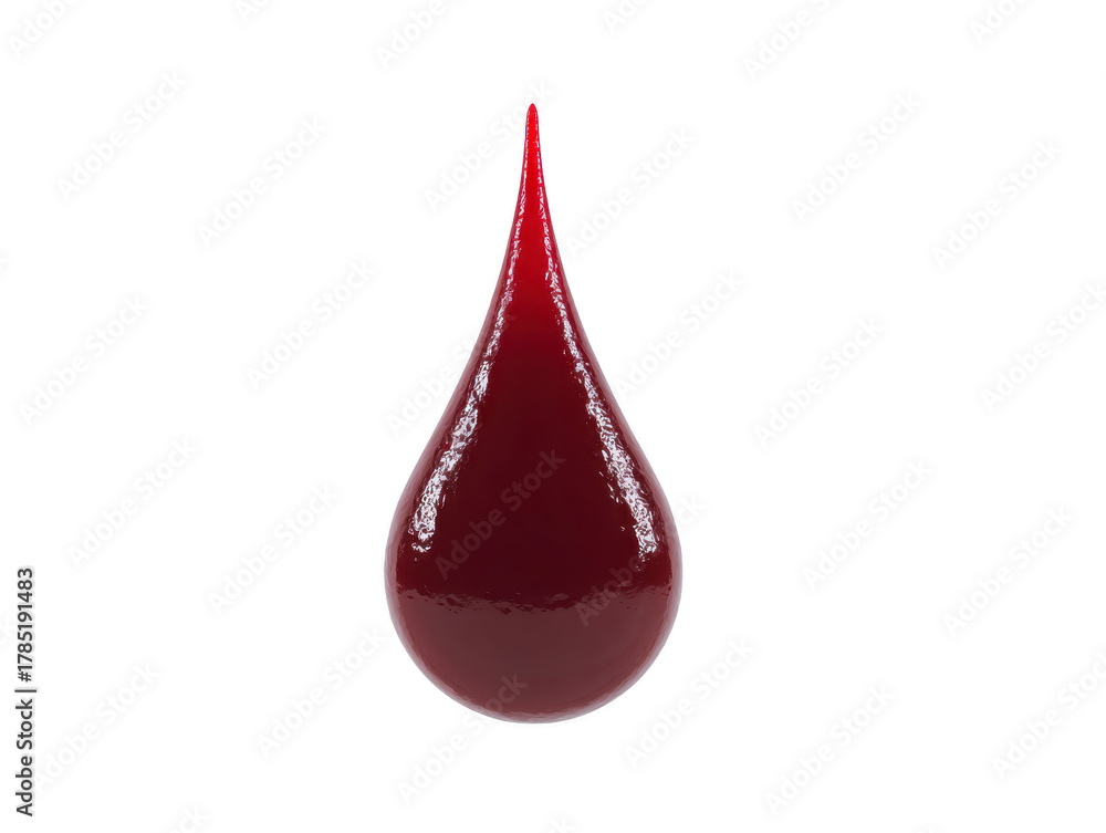 Obraz premium Dark red blood drop isolated on transparency background glossy texture realistic medical concept symbol of health donation emergency and laboratory analysis clean and detailed