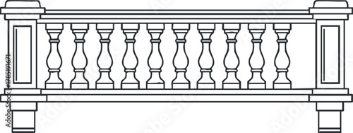 Elegant outline vector illustration of a decorative balustrade design suitable for architectural projects and interior decoration