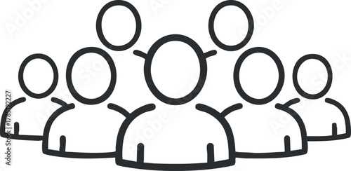 Outline vector illustration of a diverse group of people representing community and teamwork for social or business contexts