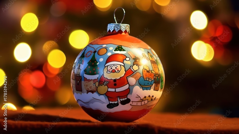Fototapeta premium Christmas tree decoration with santa claus and christmas tree. Christmas Baubles. Christmas. Merry Christmas Concept. Happy New Year Concept.