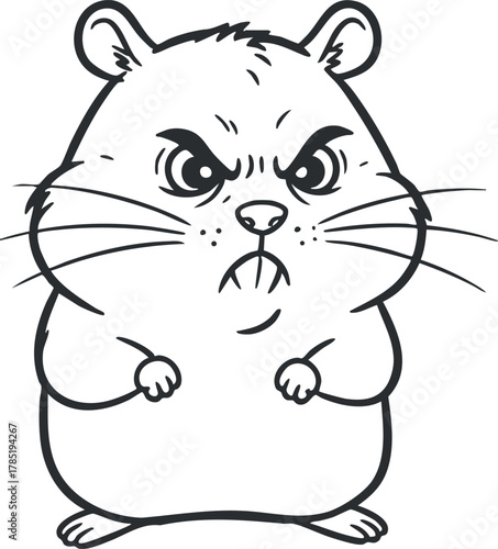 Angry cartoon hamster vector illustration featuring a cute rodent with an expressive face, perfect for humorous designs and merchandise