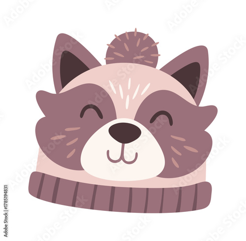 Winter hat cute raccoon muzzle