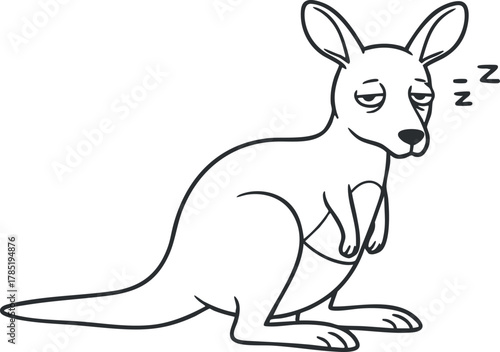 Whimsical cartoon vector illustration of a sleeping kangaroo, perfect for children's books, designs, or playful themes