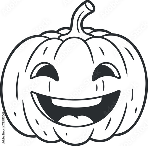 Cheerful cartoon-style vector illustration of a smiling pumpkin for Halloween and seasonal celebrations.