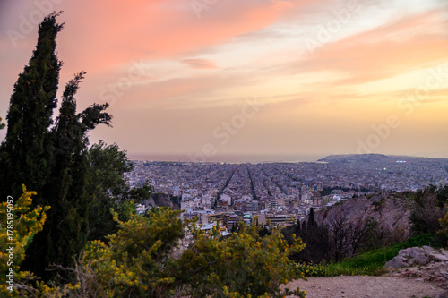 Ateny, widok na miasto wieczorem  #1785195092