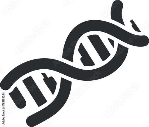 Stylized black and white vector illustration of a DNA double helix, suitable for science and biology projects.