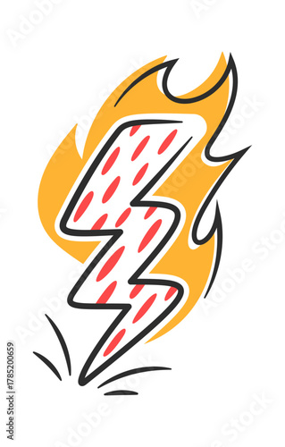 Comic doodle thunderbolt power strike