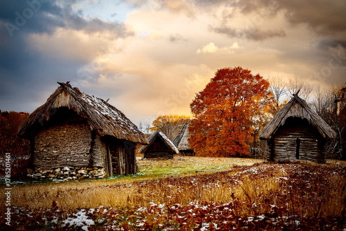 静かな小屋のあるメランコリー風景