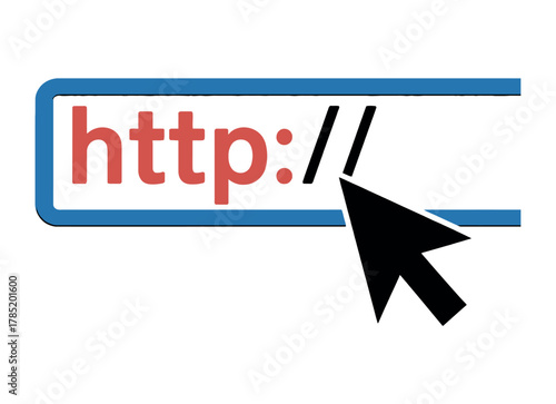 A cursor hovers over the http text in a browser address bar.