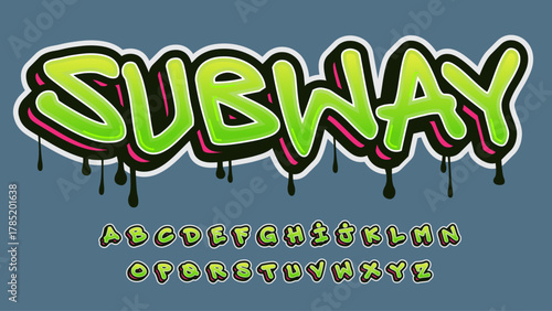 green and red 3d graffiti bold brush letters