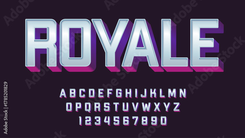 3d silver red bevel uppercase isolated letters