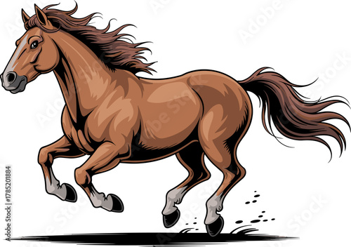 Galloping brown horse a dynamic vector illustration perfect for equestrian themes and animal-related designs