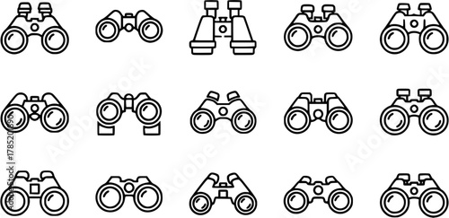 Binoculars icon collection. Line vector sign, symbol for web and mobile
