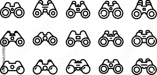 Binoculars icon collection. Line vector sign, symbol for web and mobile
