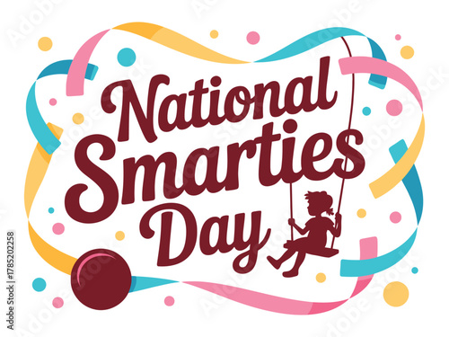 National Smarties Day is celebrated with a child on a swing and confetti.