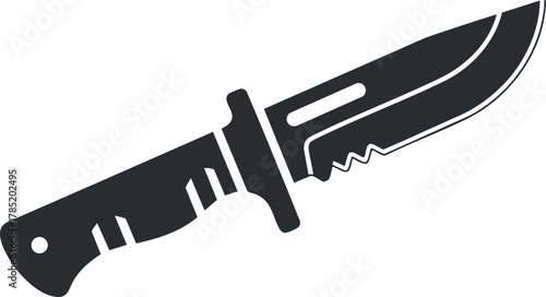 Stylish black and white vector illustration of a kitchen knife, ideal for culinary and cooking design projects