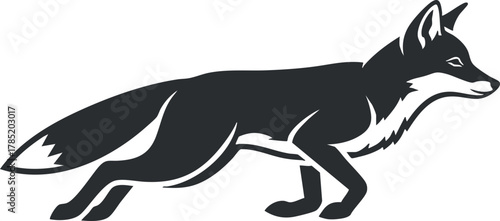 Stylized silhouette vector illustration of a running fox, ideal for wildlife-themed designs and branding projects