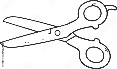 Minimalist black and white vector illustration of scissors for craft, design, or office use