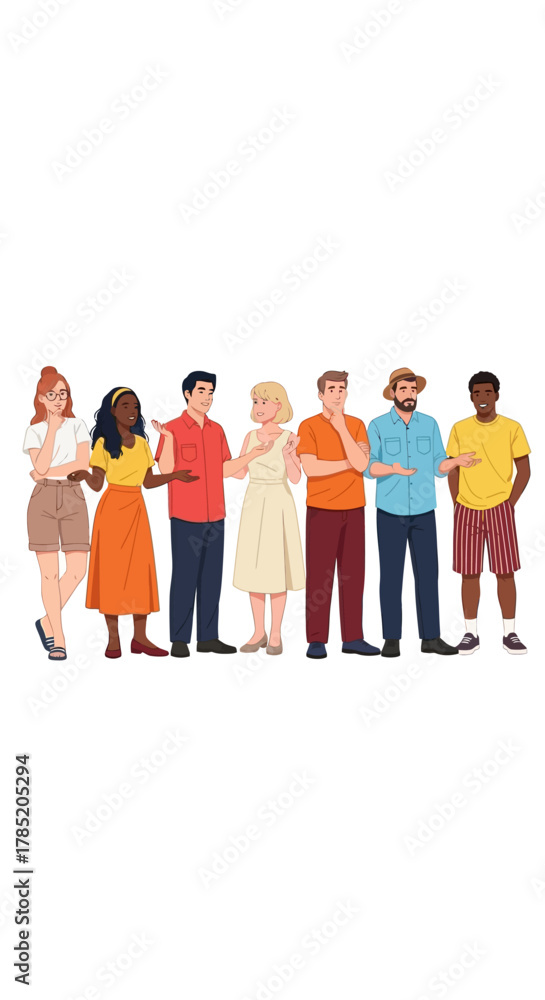 Fototapeta premium A diverse group of multiethnic people standing together in a line.