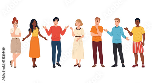 Diverse Group of People Standing Together in Casual Attire.