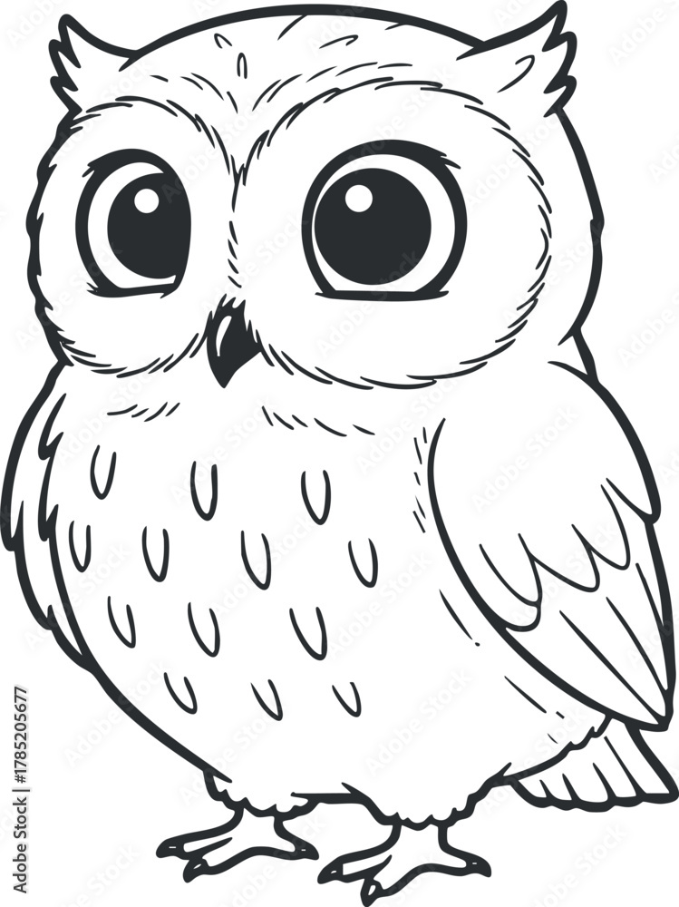 Fototapeta premium Cute cartoon owl vector illustration in a playful style, ideal for children's design projects and educational materials